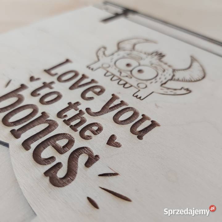 Pudełko Kocham Cię do szpiku kości Drewniane