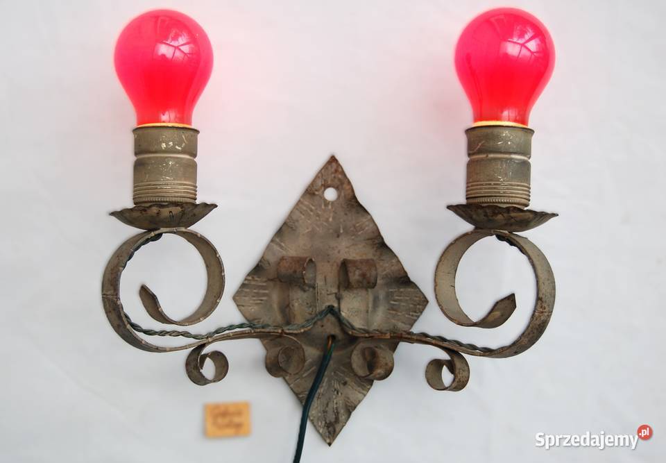 Stary kinkiet dwuramienny metalowy kuty lubelskie Lublin
