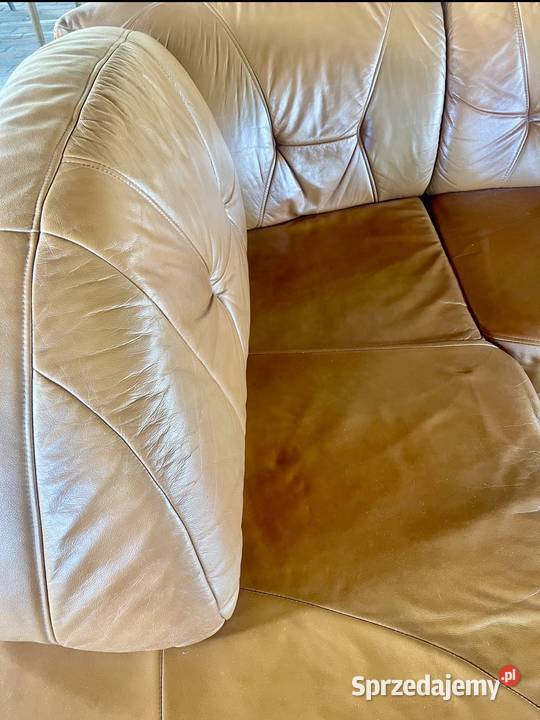 Wygodny narożny wypoczynek skórzany OKAZJA Smogolice