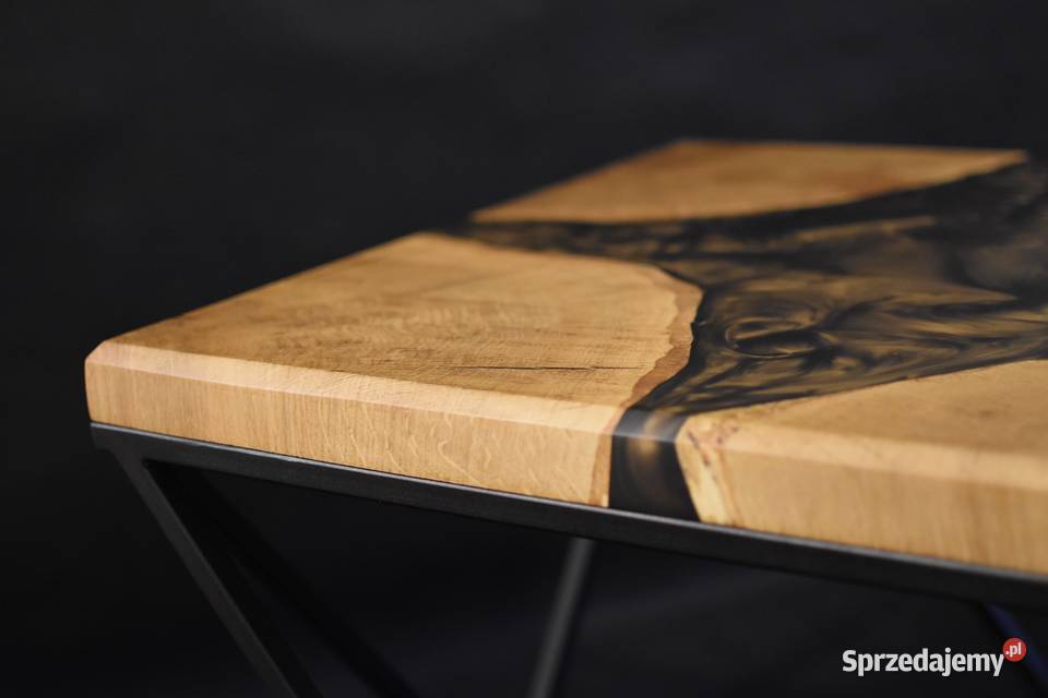 Dębowy stolik kawowy z żywicą epoksydową Crystal Gdynia