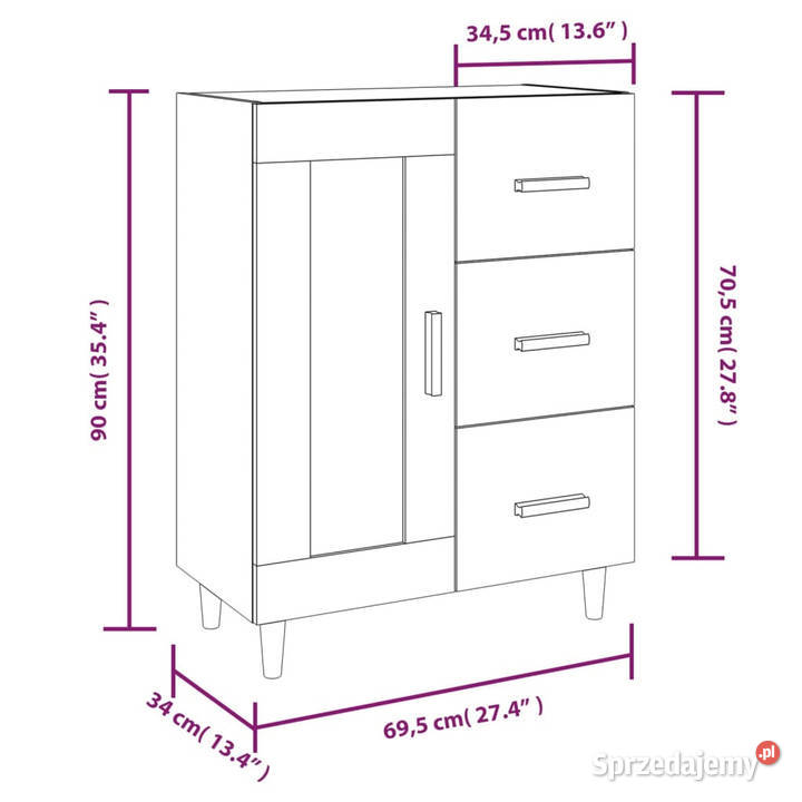 Szafka dąb sonoma 695x34x90 materiał Pozostałe Warszawa