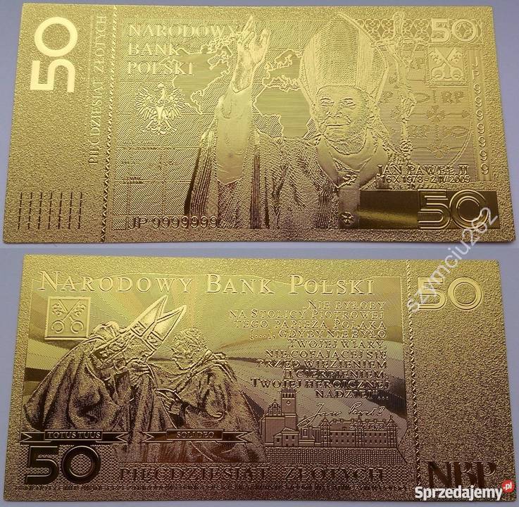 ZŁOTO 2x Banknot 50 Jan Paweł II Dwa Banknoty 24 śląskie Sosnowiec sprzedam