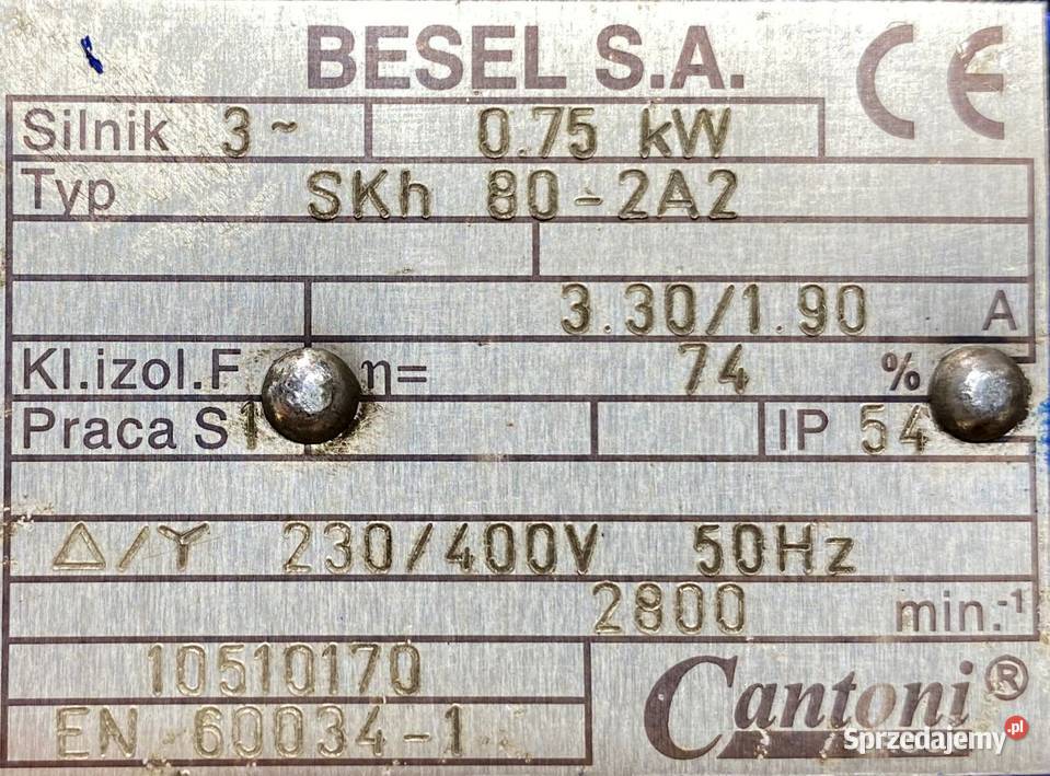 silnik elektryczny 075kW 2800obr 3fazowy BESEL Pozostałe Pigża