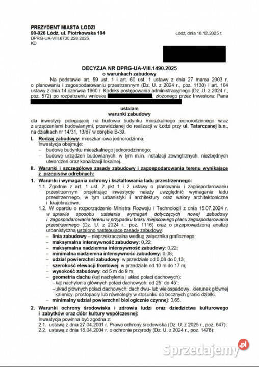 DZIAŁKA Z WARUNKAMI ZABUDOWY NA DOM