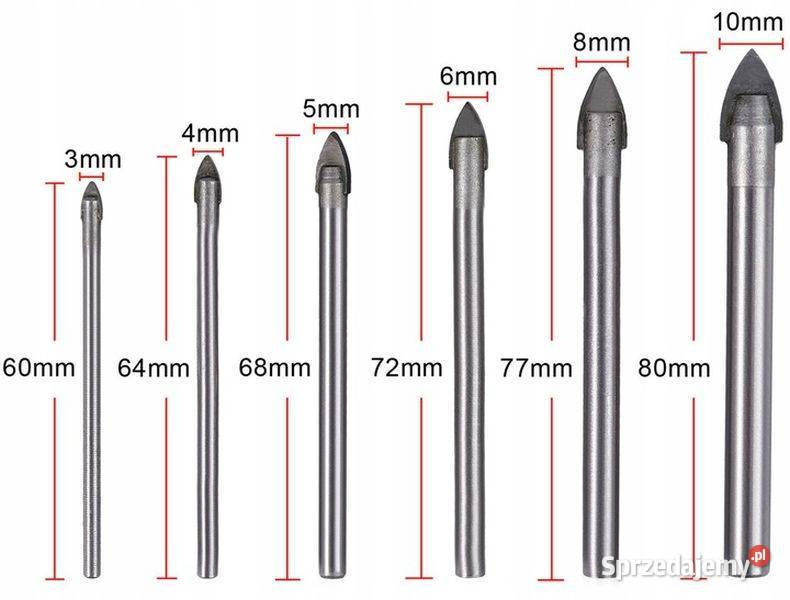 wiertła do ceramiki i szkła 6 sztuk w skrzynce Pozostałe Zamość
