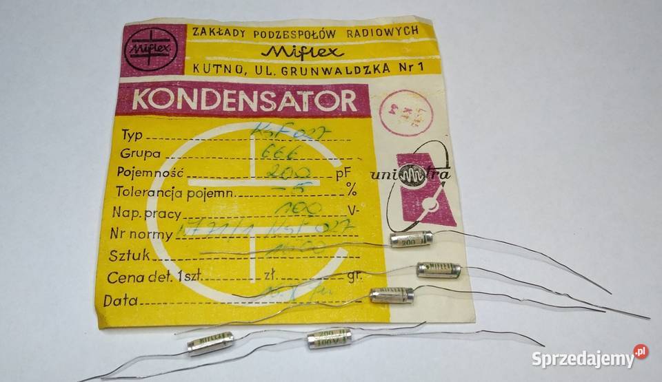 Kondensator 200pF 100V KsF 027 Unitra MIFLEX Gdańsk