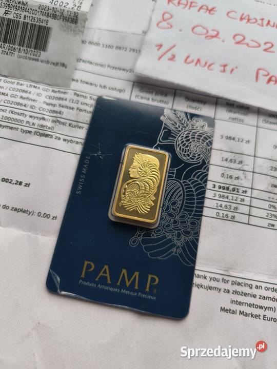 Sztabka Złota 155g PAMP Suisse Fortuna dolnośląskie Oława sprzedam