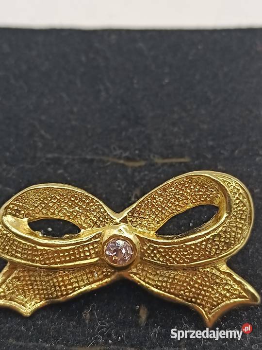 BIŻUTERIA BROSZKA PIĘKNA KOKARDA KOLORU ZŁOTEGO Dla kobiet