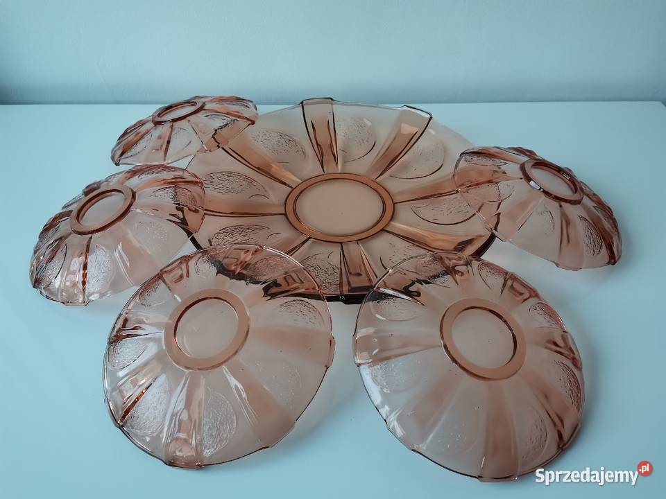 Stara nieużywana patera i talerzyki 15 szkło Art Antyki, Sztuka, Kolekcje Katowice