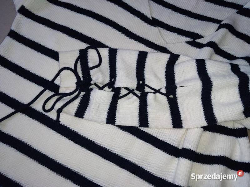 Włoski sweterek alpaka moher wełna M paski Wkładane przez głowę  Częstochowa sprzedam