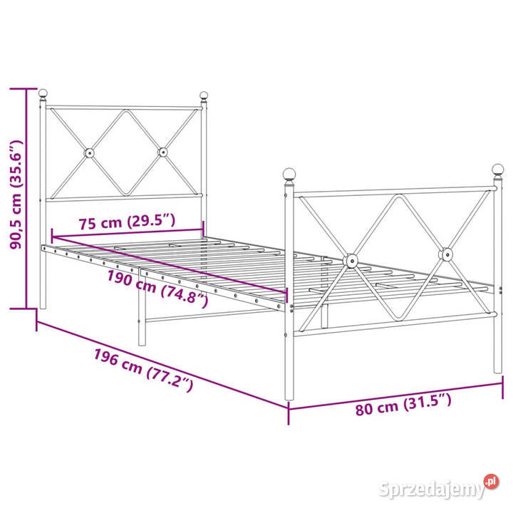 Łóżko Metalowe Czarne Rama Łóżka Ze Stelażem 90cm Warszawa sprzedam
