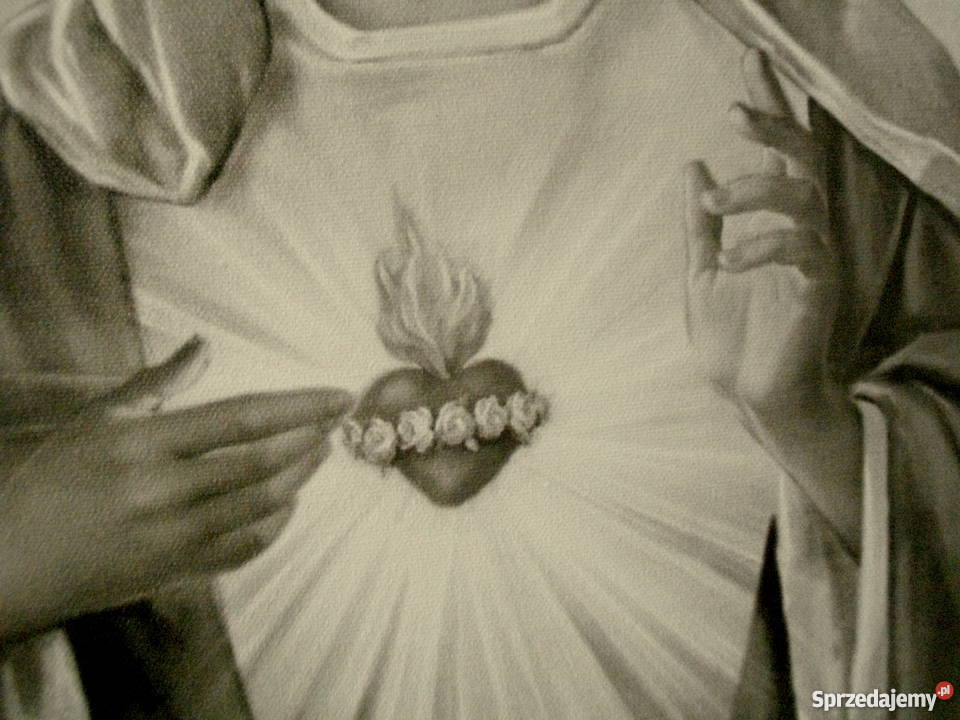 Obrazy Serce Jezusa i Serce Maryi sepia płótno Lipka