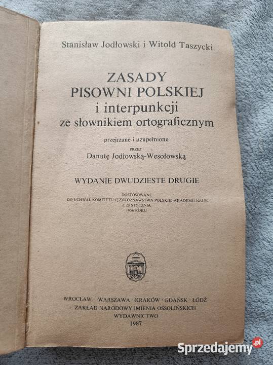 Zasady Pisowni Polskiej i Interpunkcji Jodłowski