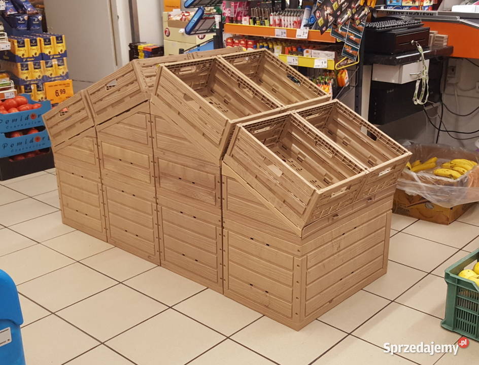 Skrzynka składana drewnopodobna plastikowa