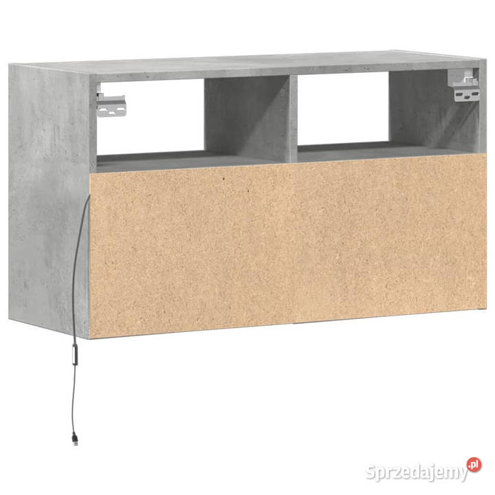 Ścienna szafka TV z LED szarość betonu 80x31x45 Warszawa