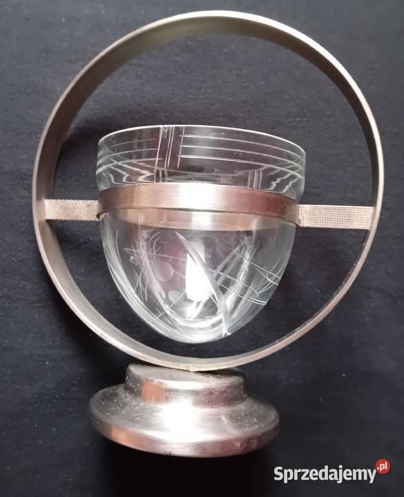 Piękna niklowana cukiernica ze szklanym wkładem Koźminek sprzedam