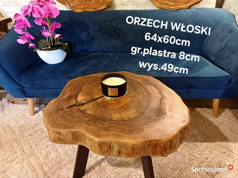 Stolik kawowy 64x60 Orzech włoski plaster drewna Stoliki kawowe i ławy wielkopolskie Śrem