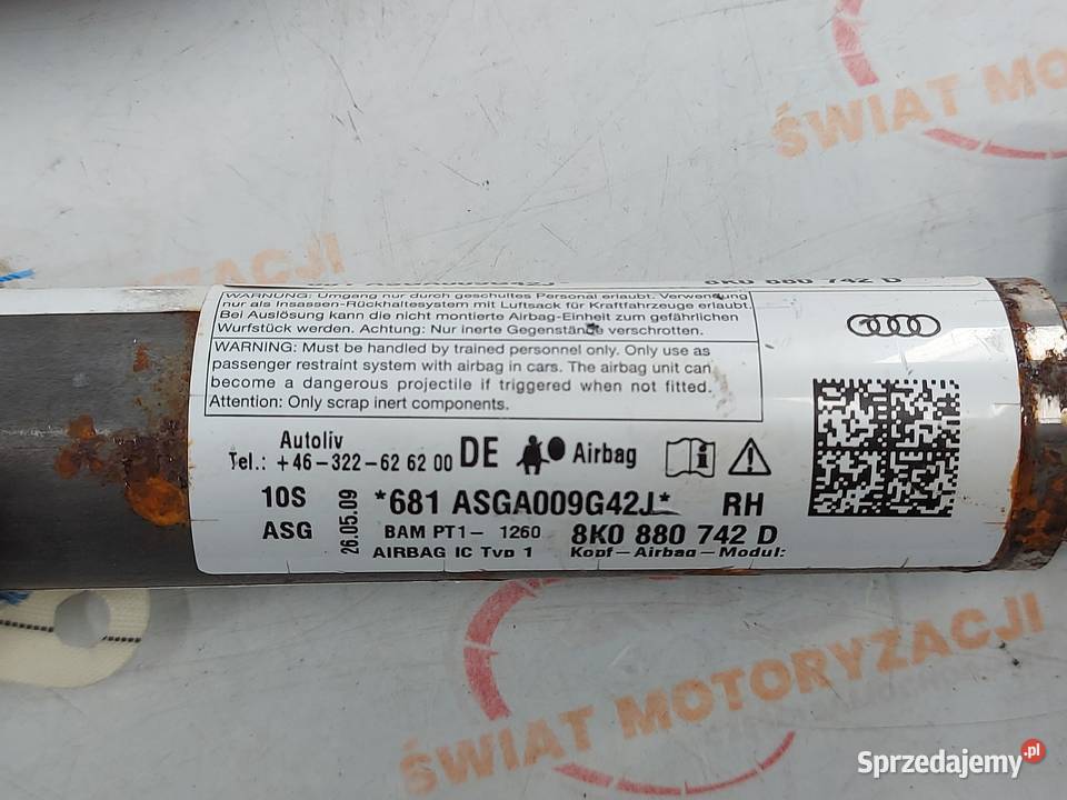 AUDI A4 B8 ALLROAD 10r kurtyna AIRBAG prawa osobowe Kielce