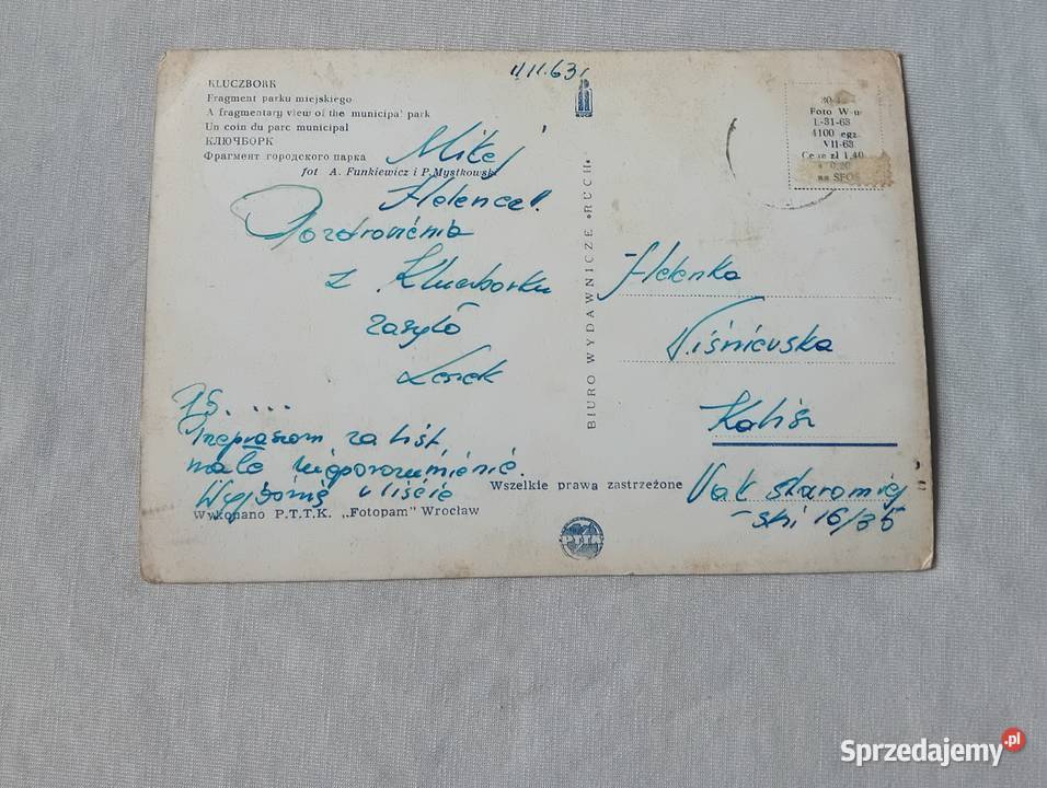 Pocztówka Kluczbork fragment parku miejskiego wielkopolskie Koźminek sprzedam