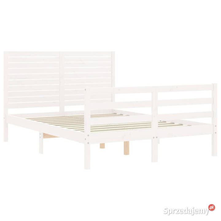 Rama łóżka z wezgłowiem biała lite drewno Łóżka sprzedam