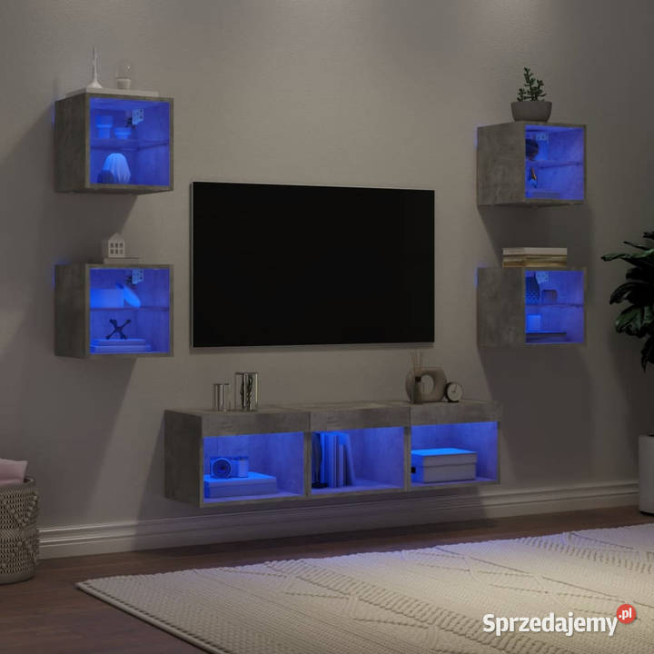 7częściowy zestaw mebli TV z LED szarość betonu Warszawa