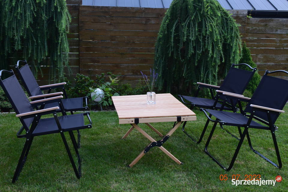 Skladany zestaw stół Krzeslo Kempingowe buk Zestawy mebli ogrodowych Bosutów