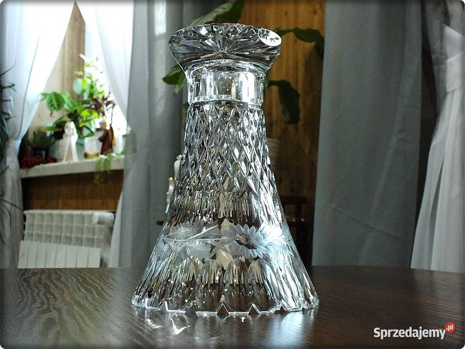 Wazon Kryształowy ręcznie szlifowany lata 60te Porcelana i szkło lubuskie Żary