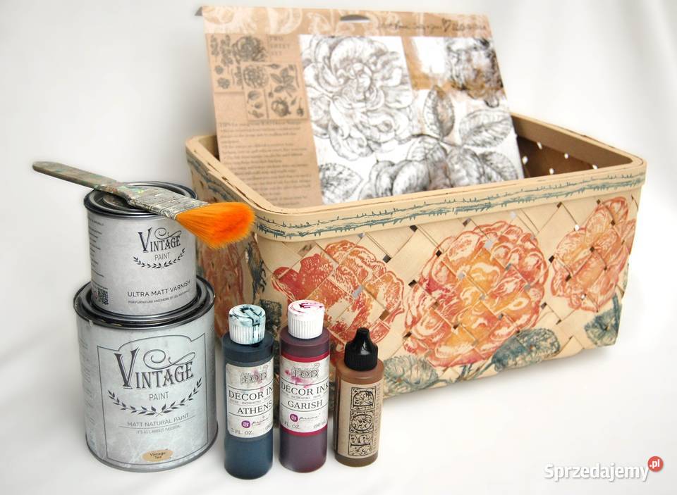 Ręcznie malowany kosz z łuby do przechowywania lubelskie Lublin