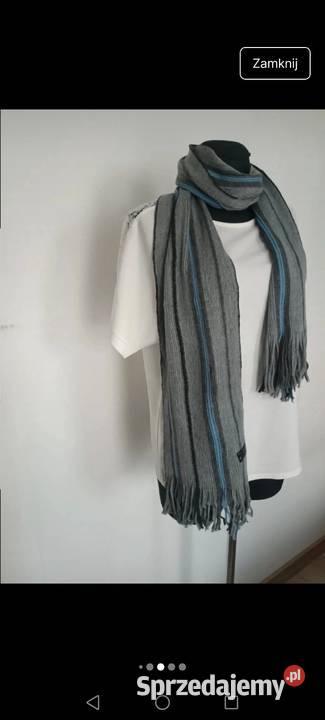 Szalik szal długi szary jesień zima retro 2YK podkarpackie