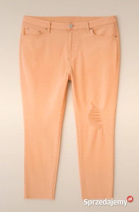 Bawełniane dżinsy morelowe z przetarciem Bonprix Spodnie Giżycko