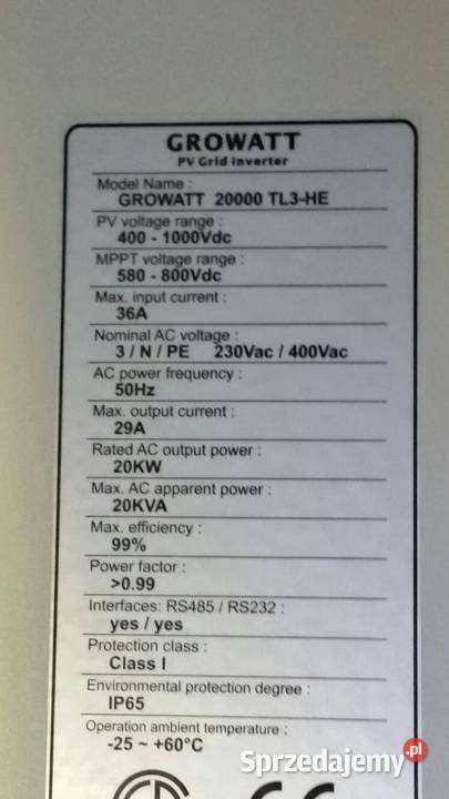 Inwerter sieciowy GROWATT 20000TL3HE Sucha Beskidzka