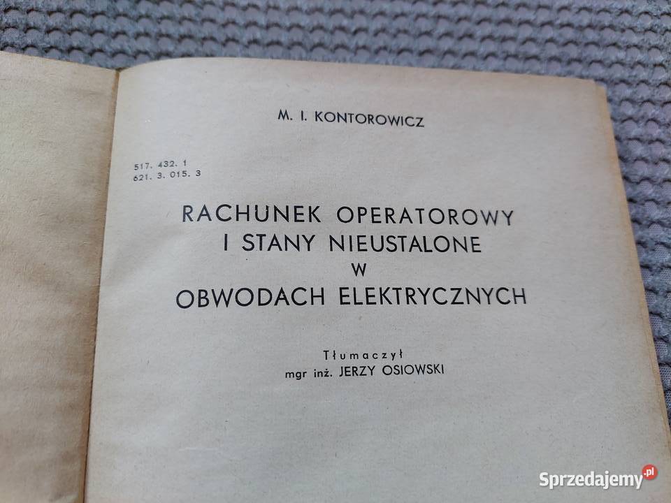 Rachunek operatorowy i stany nieustalone w obwod sprzedam