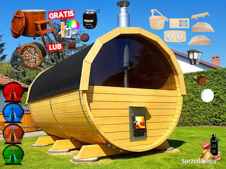 SAUNA Ogrodowa 300 OKNO 50 PRZEBIERALNIA Beczka Nowy Targ