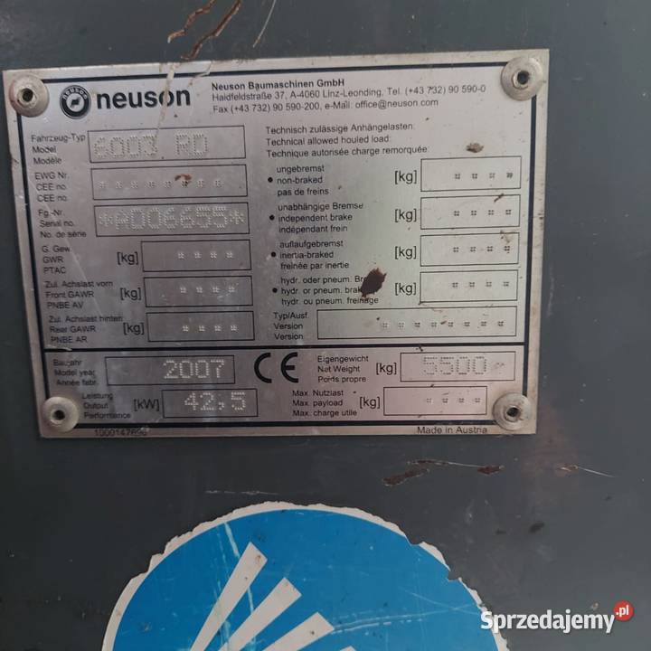 Koparka Neuson 6003 2007 Wacker mało godzin Siemiatycze