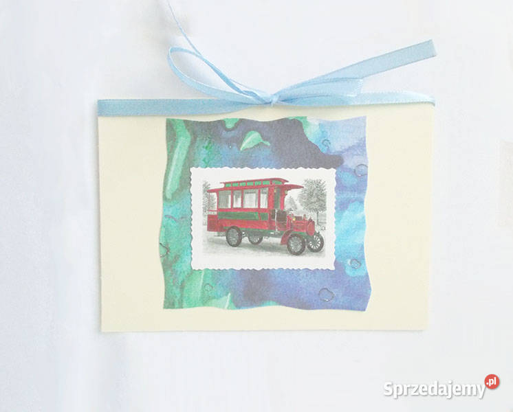 kartka z autem samochód kartka vintage kartka pomorskie Gdańsk