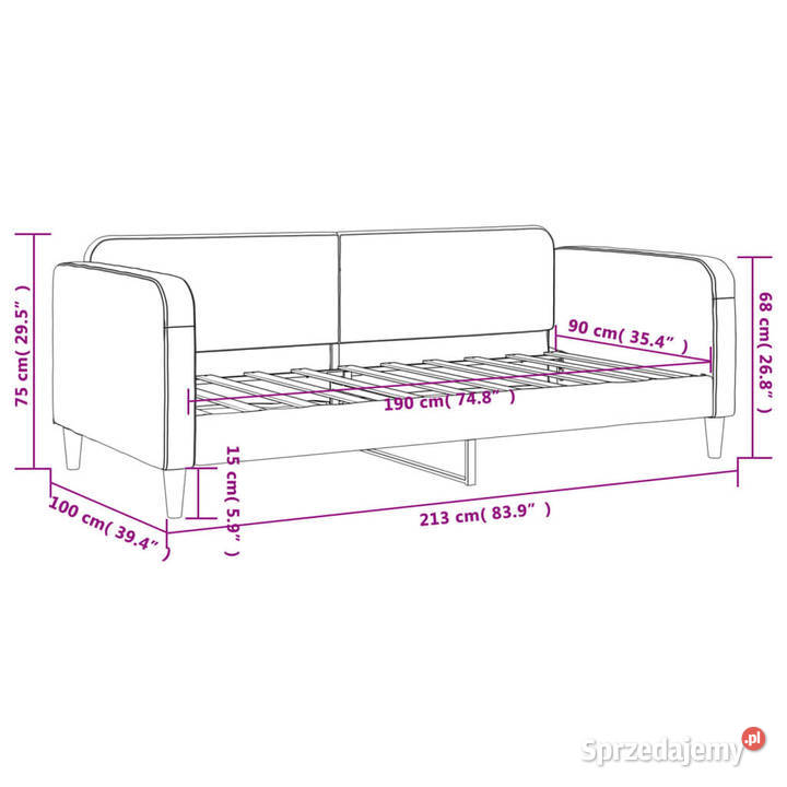Sofa z funkcją spania ciemnoszara obita tkaniną Warszawa