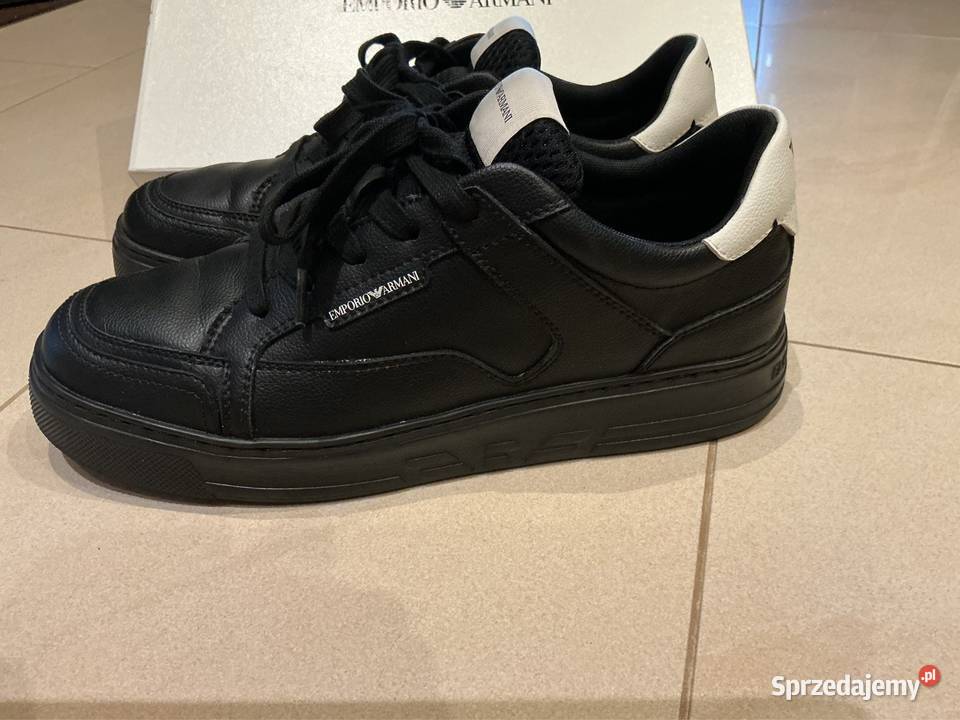 Sneakersy Skórzane Czarne Męskie Emporio Armani Nowa Sól
