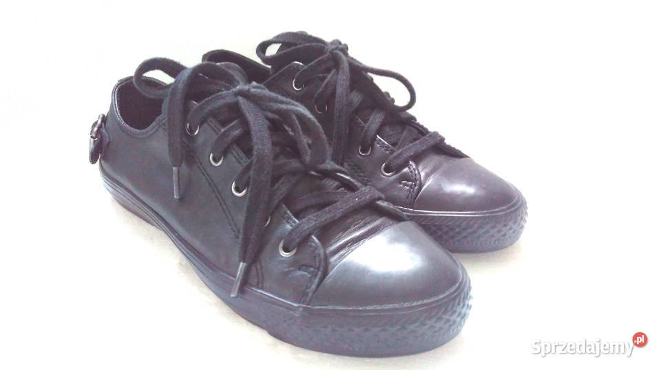 Tenisówki czarne Trampki damskie r 37 SKÓRA stan Białystok sprzedam