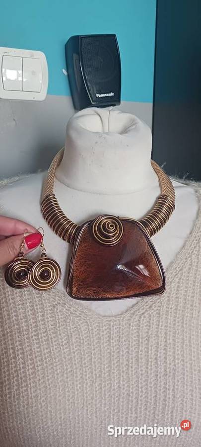 Komplet biżuterii brązowy Ostrowąs sprzedam