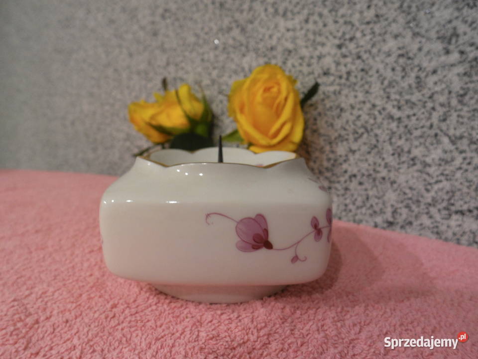 Fine Lichte China GDR porcelanowy świecznik Raszków