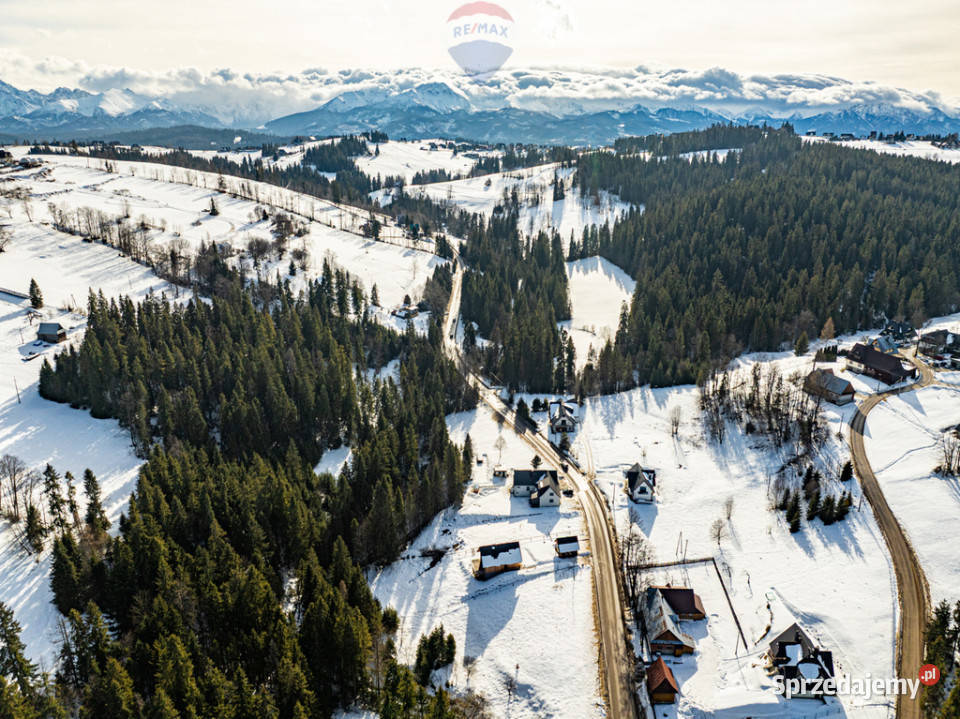 Dom jednorodziny z wiatą w otoczeniu lasu i wolnostojący