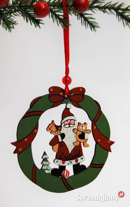 Mikołaj wieniec zawieszka drewno Finlandia Lublin