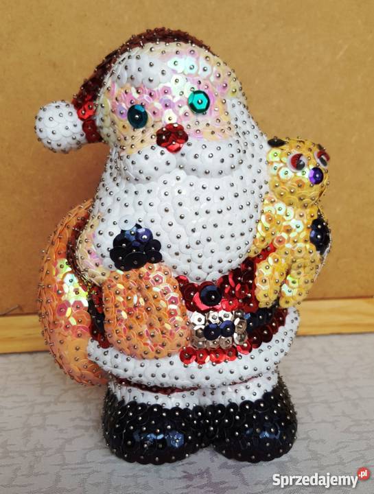 mikołaj z cekinów ozdoba Boże Narodzenie Popławy-Rogale sprzedam