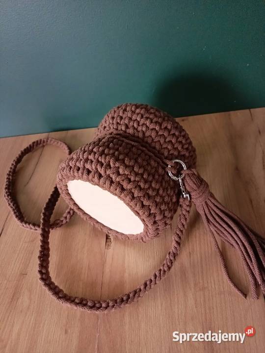 Torebka okrągła na szydełku w stylu boho brązowy/beżowy łódzkie Opoczno sprzedam