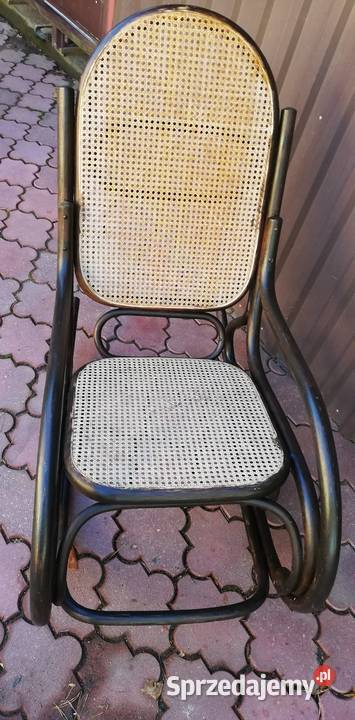 Fotel bujany drewniany bujak na biegunach z