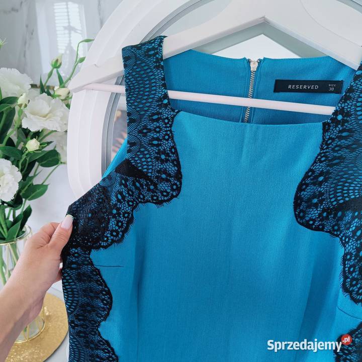 Reserved sukienka bodycon niebieska koronka midi Piotrków Trybunalski