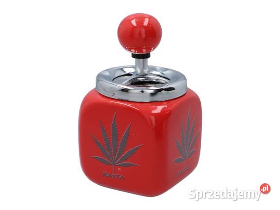 Czerwona Popielniczka W Stylu Rasta Z Nadrukiem