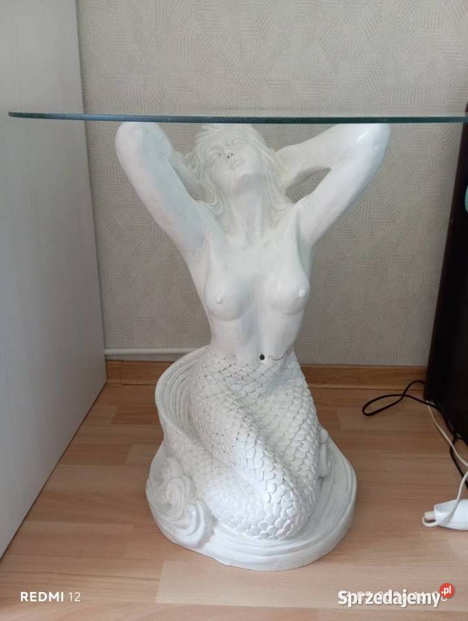 Stolik szklany na pięknej podstawie Bytom