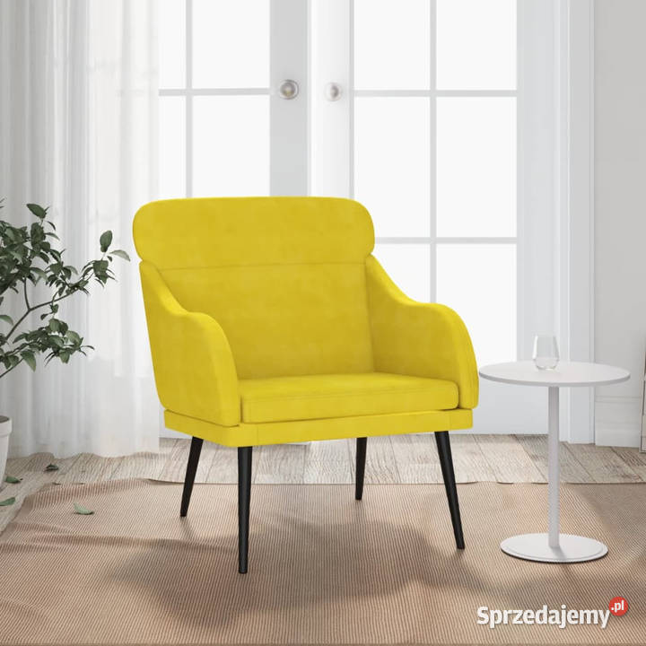 Fotel żółty 63x76x80 obity aksamitem WM351441 Warszawa