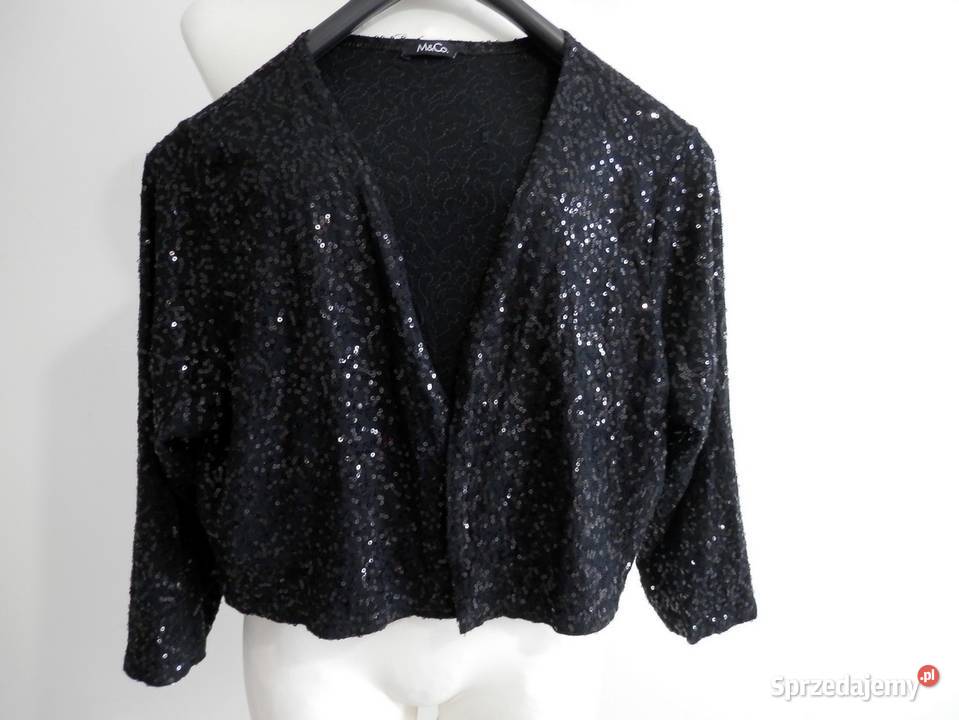 Marynarka Bolerko Narzutka Cekinowa Czarna Łomża